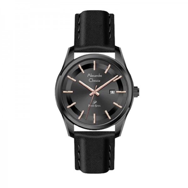 Alexandre Christie AC 1027 Full  Black Leather Rosegold Tick Man MDLIPBARG